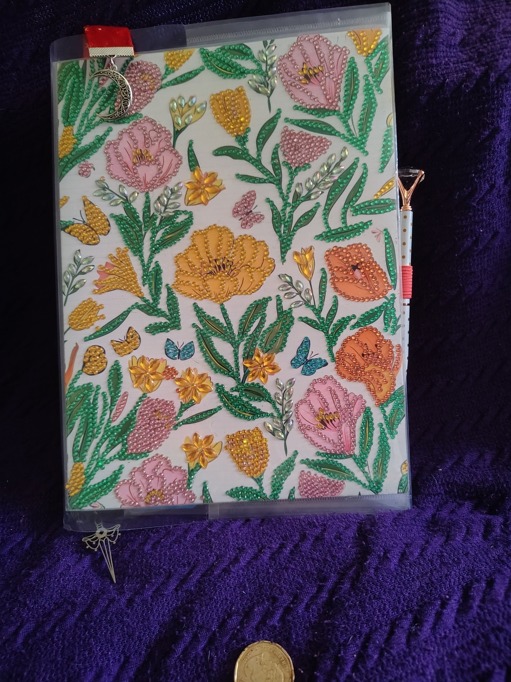 ✍️📕📰 New Handmade Bedazzled Journal 8"x11" with Pen & Case - 120 Pages